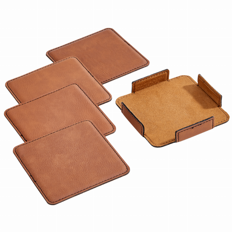 Leatherette Coasters, 3.75" , Set of 4 - The Cocktail Concept