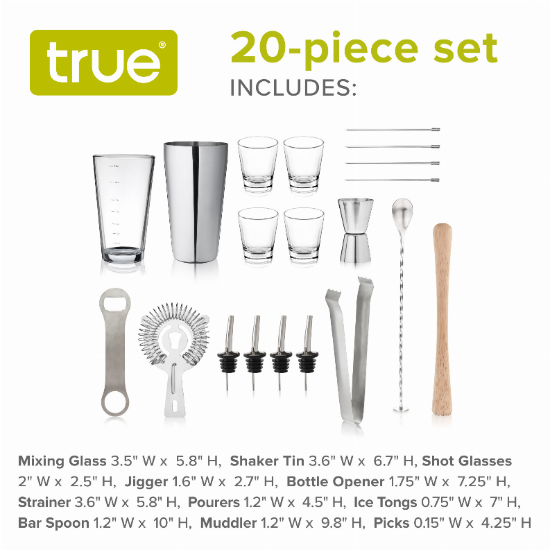 20 Piece Barware Set by True - The Cocktail Concept