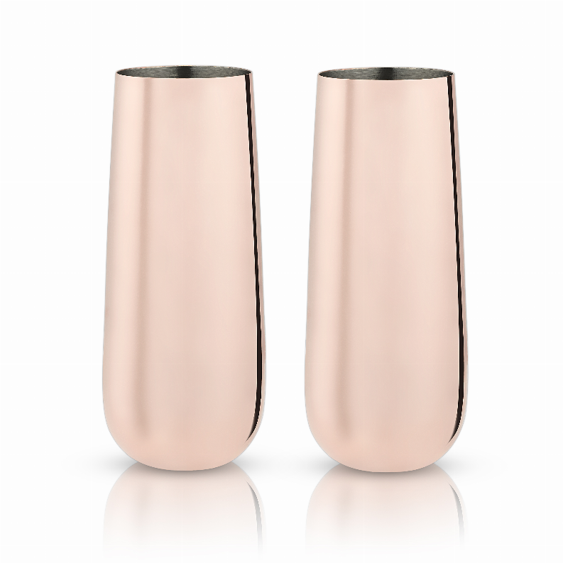 Copper Stemless Champagne Flutes By Viski - The Cocktail Concept