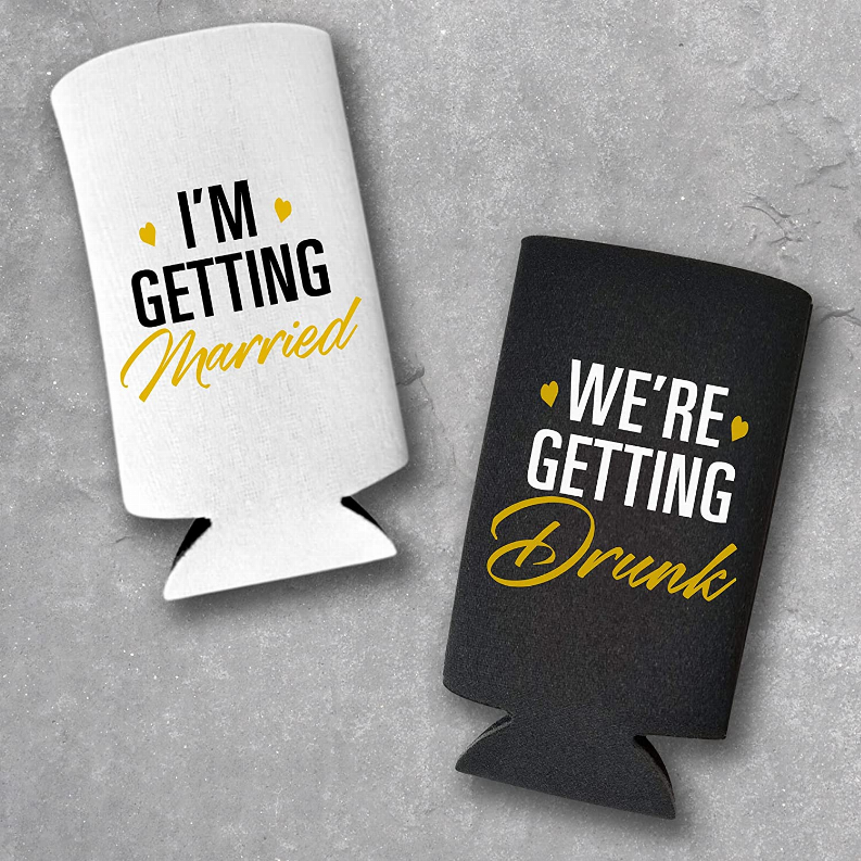 I'm Getting Married, We're Getting Drunk Bachelorette Party Can Coolers - Set of 2 - The Cocktail Concept