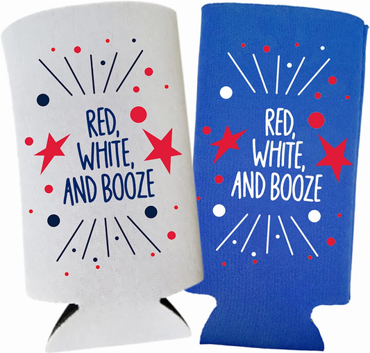 Funny Patriotic Slim Can Coolers - 4th of July, Memorial Day - USA Party Gift (2-Pack) - The Cocktail Concept