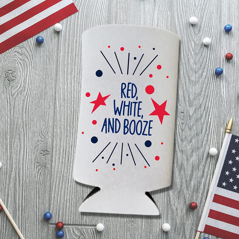 Funny Patriotic Slim Can Coolers - 4th of July, Memorial Day - USA Party Gift (2-Pack) - The Cocktail Concept