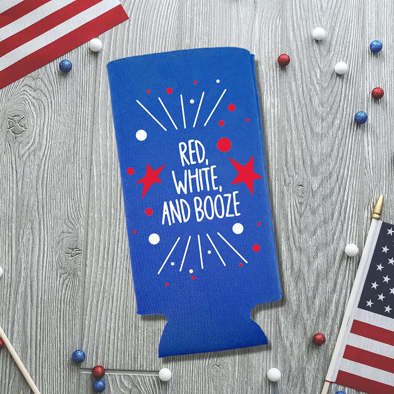 Funny Patriotic Slim Can Coolers - 4th of July, Memorial Day - USA Party Gift (2-Pack) - The Cocktail Concept