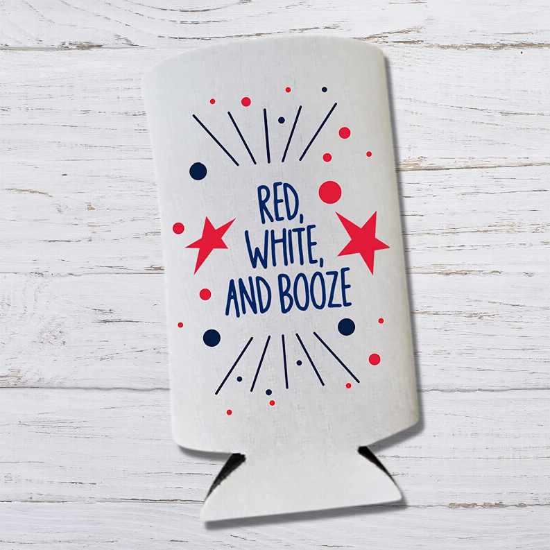 Funny Patriotic Slim Can Coolers - 4th of July, Memorial Day - USA Party Gift (2-Pack) - The Cocktail Concept