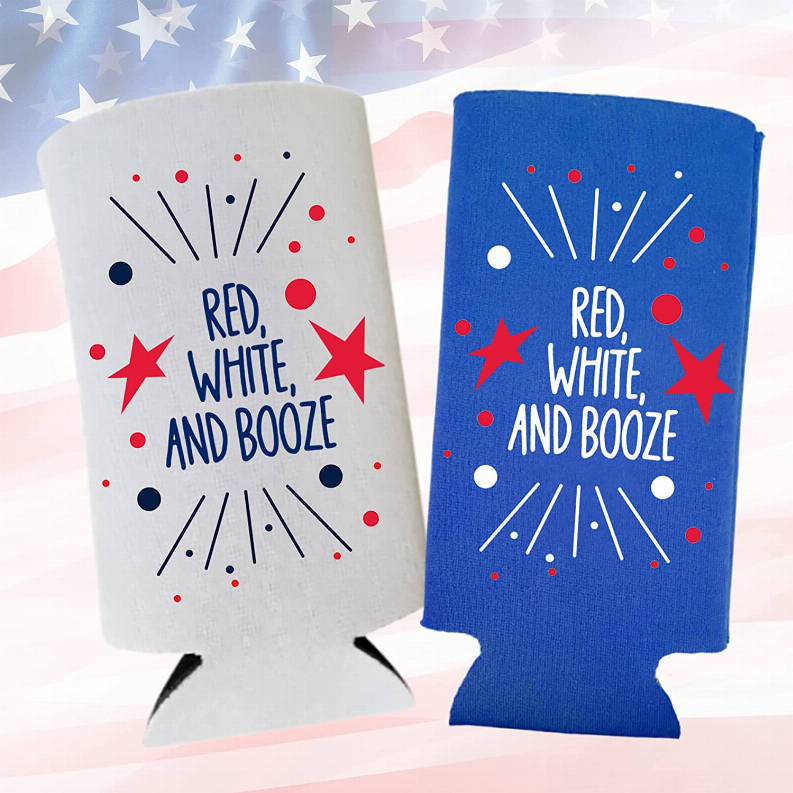 Funny Patriotic Slim Can Coolers - 4th of July, Memorial Day - USA Party Gift (2-Pack) - The Cocktail Concept