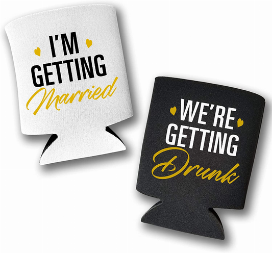 I'm Getting Married, We're Getting Drunk Bachelorette Party Can Coolers - Set of 2 - The Cocktail Concept
