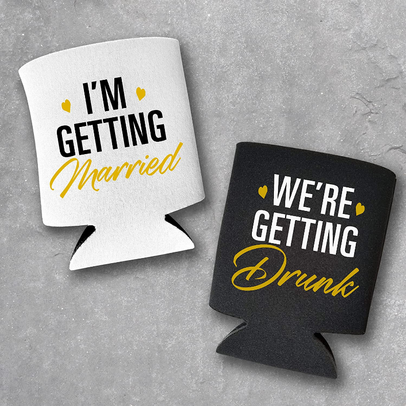 I'm Getting Married, We're Getting Drunk Bachelorette Party Can Coolers - Set of 2 - The Cocktail Concept