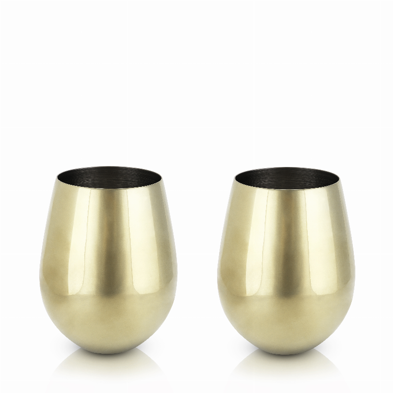 Gold Stemless Wine Glasses By Viski - The Cocktail Concept