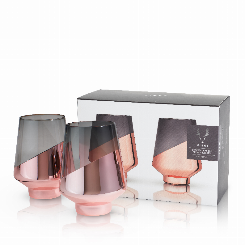 Dipped Crystal Stemless Wine Glasses By Viski - The Cocktail Concept