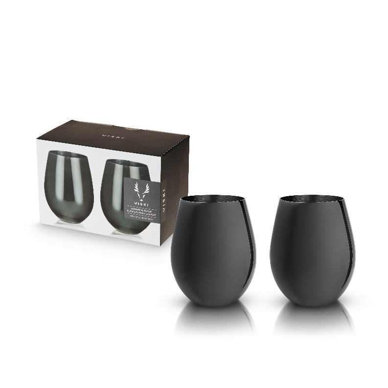Gunmetal Stemless Wine Glasses By Viski - The Cocktail Concept