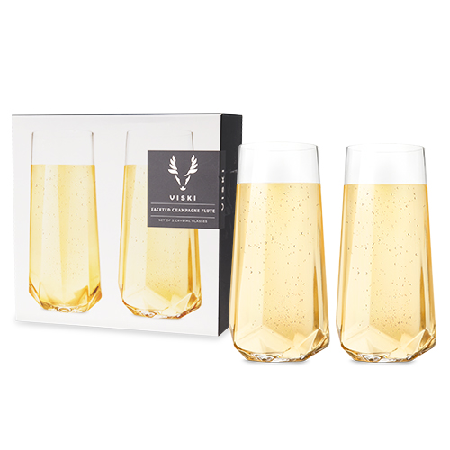 Faceted Crystal Stemless Champagne Flutes By Viski - The Cocktail Concept