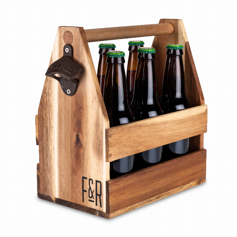Acacia Wood Beer Caddy By Foster & Rye - The Cocktail Concept