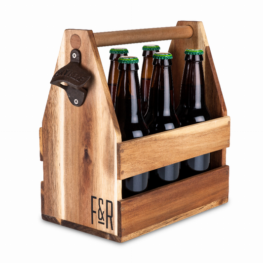 Acacia Wood Beer Caddy By Foster & Rye - The Cocktail Concept